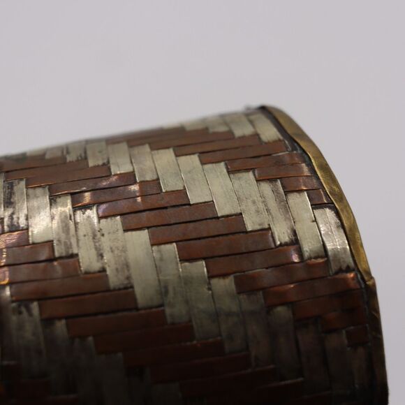 Vintage Copper Braided Woven Cuff Bracelet Bohemian Avant Garde Wide Cuff - Picture 9 of 10